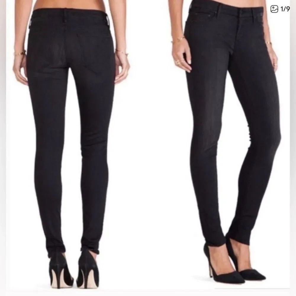 MOTHER The Looker Crop Nine Lives Black Denim Skinny Jeans Size 28